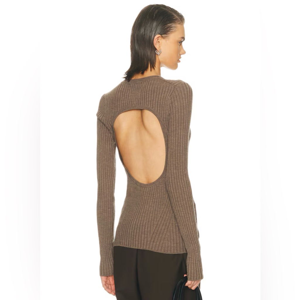 Nwt Helmut Lang Taupe Ribbed Knit Top